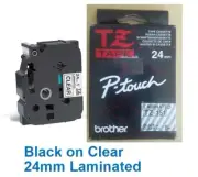 Genuine Brother TZ-151 TZe-151 P-touch 24mm Black on Clear Laminated Tape B491