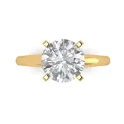 2.7 ct Round Cut Clear Bridal Anniversary Engagement Ring Real 14k Yellow Gold