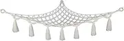 Mingtex Macrame Toy Hammock - for Stuffed Animals and Plush Toys, Soft Net Storage with Wooden Photo Clips, Soft Corner Hanging Netting, White Large
