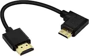 15CM Mini HDMI to HDMI Short Cable, 90° Right Bending High Speed Mini HDMI Male to HDMI 2.0 Male Adapter Connector Cable Support 4k@60HZ YOUCHENG, for Raspberry Pi, Tablet, Camera Etc (R)