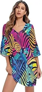 [RPLIFE] Retro Neon Zebra Casual Dress Printed Chiffon Line Maternity Dress