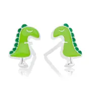 Sterling Silver Enamel Dinosaur Children's Earrings