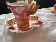 Koi fish China Porcelain Tea Cup and Saucer Coffee Cup Hand Crafted Porcelain
