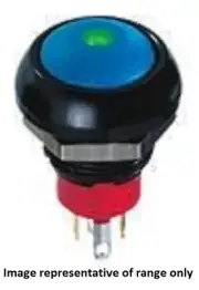 Apem ILLUMINATED PUSH BUTTON SWITCH 5A Momentary SPST, Through Hole GREEN/GREEN