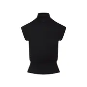 [Rick Owens] Rick Owens-Black Virgin Wool Short Sleeves Turtle Top-Donna XS STAND