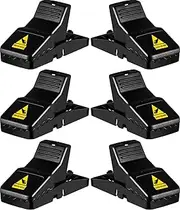 Rat Trap 6 Pack and Mouse Traps 6 Pack Indoor Home Traps for Mice Rats Chipmunks,Instant Kill Rodent Zapper with Pet Safe Trigger, Black, Large & Rat Trap, Large Mouse Traps, Mouse Traps