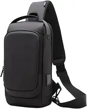 [Generic] Men Sling Bag | Stylish College Daypack,Large Capacity Sling Daypack for School Travel, Casual Chest Pack with USB Charging Port