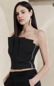 Banana Republic Pleated Strapless Crop Top Size 10 RT $120!
