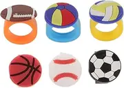 JUMPLAWN 6pcs Sports Party Favors Pvc Rings Football Basketball Volleyball Baseball Floating Ball Rugby Rings