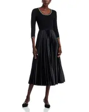 Elie Tahari Mave 3/4 Sleeve Mixed Media Midi Dress