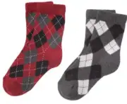 NWT Boys 12-24 mos Gymboree “CLASSIC HOLIDAY” Cotton+ BLACK/RED 2pr Argyle SOCKS