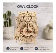 3D DIY Wooden Owl Clock Vintage Model Building Kit Puzzle Kids Adults Fun Gift