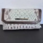Brahmin Soft Checkbook Wallet SKY CARLISLE Tri-Texture Croc Snake New $195