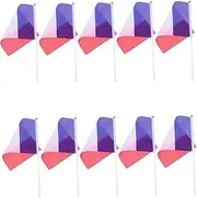 jojofuny 25pcs Small French Hand Waving Flags Miniature Table Flags with Pole for Office Desk Polyester Material for Festival Celebrations and Event Decor
