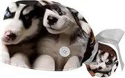 [YTYVAGT] 2-Pc,Gourd-Shaped Working Cap,Fisherman Hat with Buttons and Cotton Sweatband,Cute Dog Animal Pattern