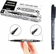 Set of 10 Black Permanent Markers Pens,Double-end Waterproof Oil-Based Paint Quick Dry Fine Tip Pen/Brush Pen,Works on Plastic,Wood,Stone,Metal & Glass for Doodling,Coloring as Office,School Supplies