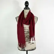 STEWART OF SCOTLAND NWT Red Fringe Trim Scarf Size OS