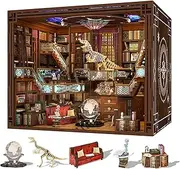 Minicity Book Nook Kit, DIY Miniature Dollhouse Booknook Kit, 3D Wooden Puzzle Bookend Bookshelf Insert Decor with LED Light for Teens and Adults(Beyond Library Max)