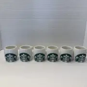 6 2010 STARBUCKS ORNAMENT BARREL SHAPED MINI MUG ESPRESSO CUP SET MERMAID LOGO