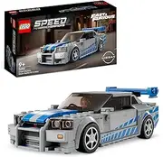 LEGO Speed Champions 2 Fast 2 Furious Nissan Skyline GT-R (R34) Race Car Toy for 9+ Year Old Boys & Girls, Car Model Building Kit, Collectible Vehicle Set with a Racer Minifigure, Kids' Toys 76917