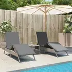 Sun Loungers 2 pcs with Table Grey Poly Rattan vidaXL