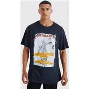 Mens Black Oversized Metallica License T-shirt