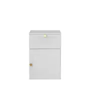 European Cabinetry Hampton Round Brass Porto Bedside Table White