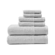 6pc Cloud Linen Retreat Cotton Tencel Antimicrobial Bath Towel Set Grey