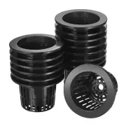Garden Slotted Mesh Cups Hydroponic Net Pots Plastic 4.35 Inch Black 16pcs
