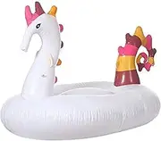 White Seahorse Shape Swimming Ring, Pool Float Raft Lounge for Adults, Thickened PVC Inflatable Pool Float with Electric Pump LWX