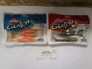 2 BERKLEY GULP 4" PADDLESHAD SOFT PLASTIC FISHING LURES FIRETIGER BLACK GOLD