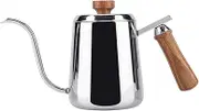 KICHOUSE Hand Brew Coffee Kettle Stainless Steel Drip Pot with Ergonomic Wooden Handle for Home Brewing for Coffee Bars Tea Preparation and Camping Use