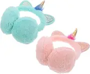 [BESPORTBLE] 2Pcs Unicorn Plush Ear Warmers for Cartoon Headband Earmuffs Warm Winter Hair Accessories Comfortable and Stylish for Outdoor Use Random Color