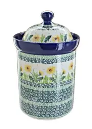 Blue Rose Polish Pottery Dandelion Large Canister