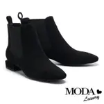 短靴 MODA LUXURY 獨特電鍍造型跟設計尖頭粗跟短靴－黑