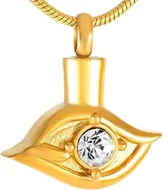 DOTUIARG Hold Crystal Stainless Steel Remembrance Necklaces Ashes Holder Keepsake Memorial Urn Jewelry for Cremation Ashes