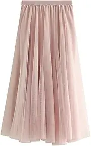 [Daysskk] Tulle Skirt Women's A Line Maxi Skirt Women's Elastic Waist Tulle Skirt Long One Size