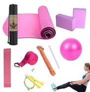 Yoga Kit Fitness Mat with Yoga Ball | Latex Resistance Bands and Stretch Bands with Portable Exercise Equipment