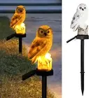 1 Pack White Owl Solar Lights Outdoor Garden Decor, Statue Garden Lights Solar P