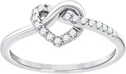 [JewelryWeb] 925 Sterling Silver Womens CZ Cubic Zirconia Simulated Diamond Love Knot Heart Adjustable Toe Ring Jewelry Gifts for Women - Ring Size Options Range: L to R