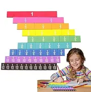 Meindin Students Math Fraction Tiles | Colorful Fraction Teaching Tiles Strips - Improve Fine Motor Skills Preschool Kids Home Education Activity for Girls, Boys