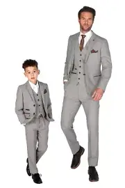 Mens Boys Tweed Suit Tailored Fit Wedding Office Formal Cream Matching Set