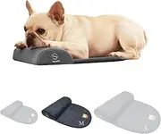 Dog and Cat Bolster Pillow for Medium Dogs and Cats, Benefit for Cervical Vertebra and Neck, Easy to Carry When Traveling, with High Resilience Foam, Machine Washable Cover (Dark Gray, Medium)