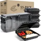 YANGRUI Clamshell Food Containers Shrink Wrap Reusable 34 OZ 8 Inch 3 Compart...
