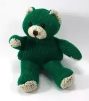 D3 Green Knit vintage RUSS BERRIE TEDDY BEAR small st. patrick's day plush green