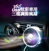 在飛比找松果購物優惠-USB車用360度三檔調節風扇 (2.2折)