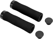XIASABA High Density Sponge Ultra Light Bike Grip with Locking Feature and Handlebar Plugs for Road and Mountain Bikes Black