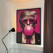 President Donald Trump Poster 2024- Pink Sun Glasses Trump Bubble Gum - Wall Art