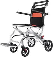 Lightweight Folding Wheelchair Portable Travel Wheelchair with Hand Brake,Alloy Ultra Light Transport Wheelchair -Trolleys for Adults Elderly Aircraft Travel,Support 220LbsI