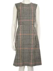 Checkered Wool Knee Length Dress
